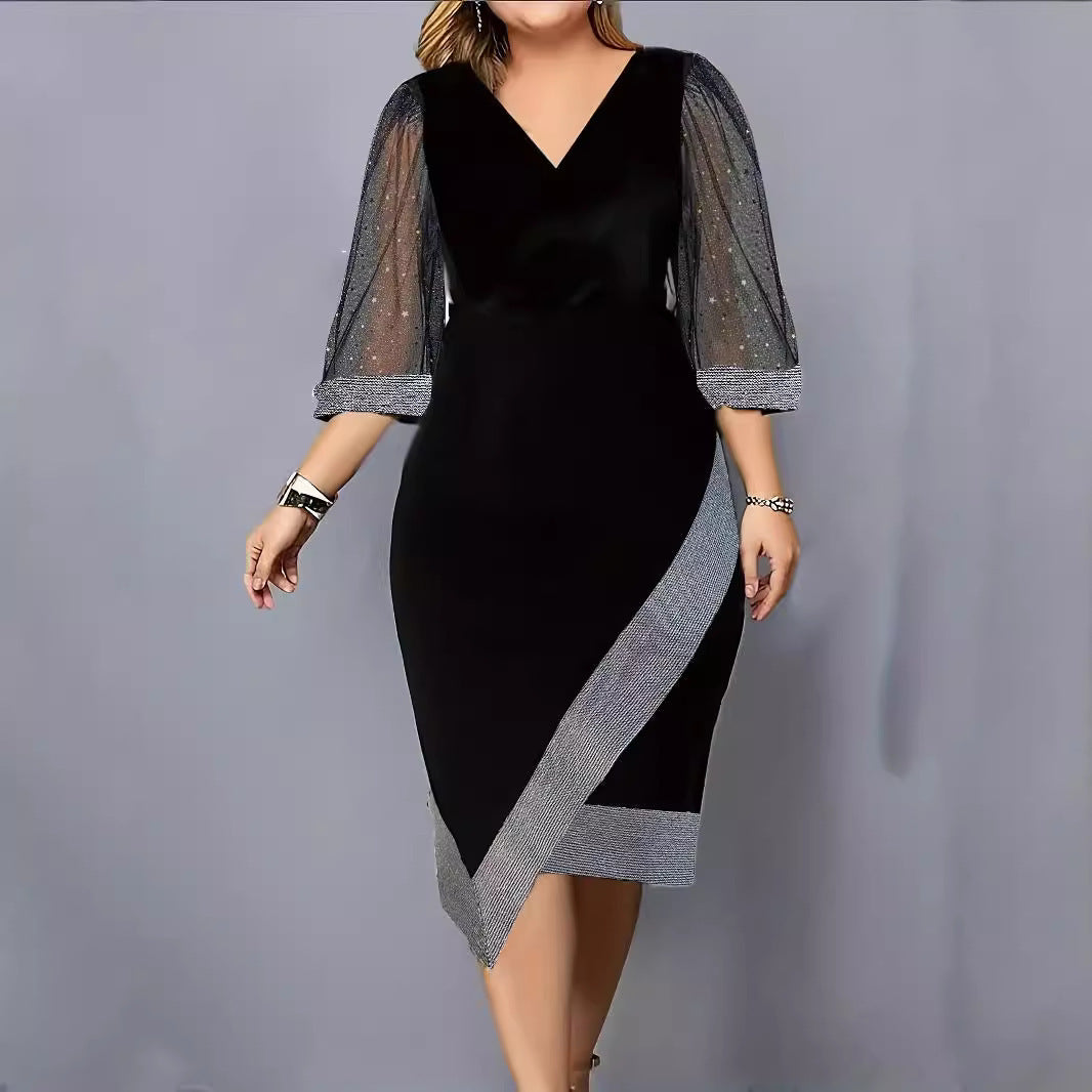 Dames Élégant Robe Sans Manches V Décolleté Chic und Stil