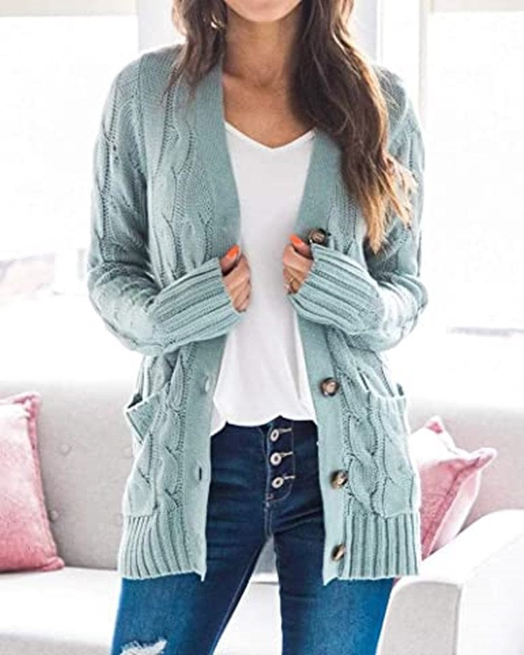 Cardigan en tricot ample pour femmes avec poches pratiques et détail de bouton Chic und Still