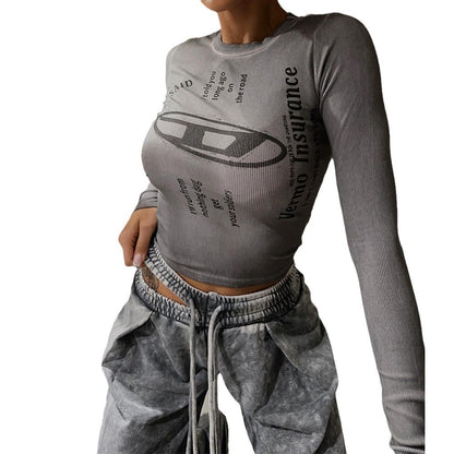 Chemise à manches longues pour femmes avec impression graphique créative Chic und Stil