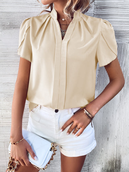 Dames Élégante blouse avec col montant et manches bouffantes Chic und Stil
