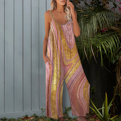 Women's summer jumpsuit with floral design and practical pockets. Chic and stylish.