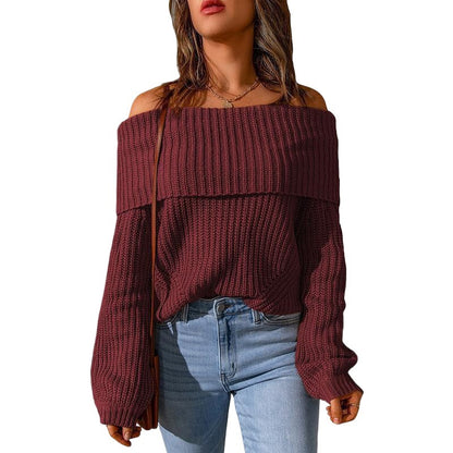 Pull en tricot off-shoulder pour femmes à coupe ample Chic und Stil