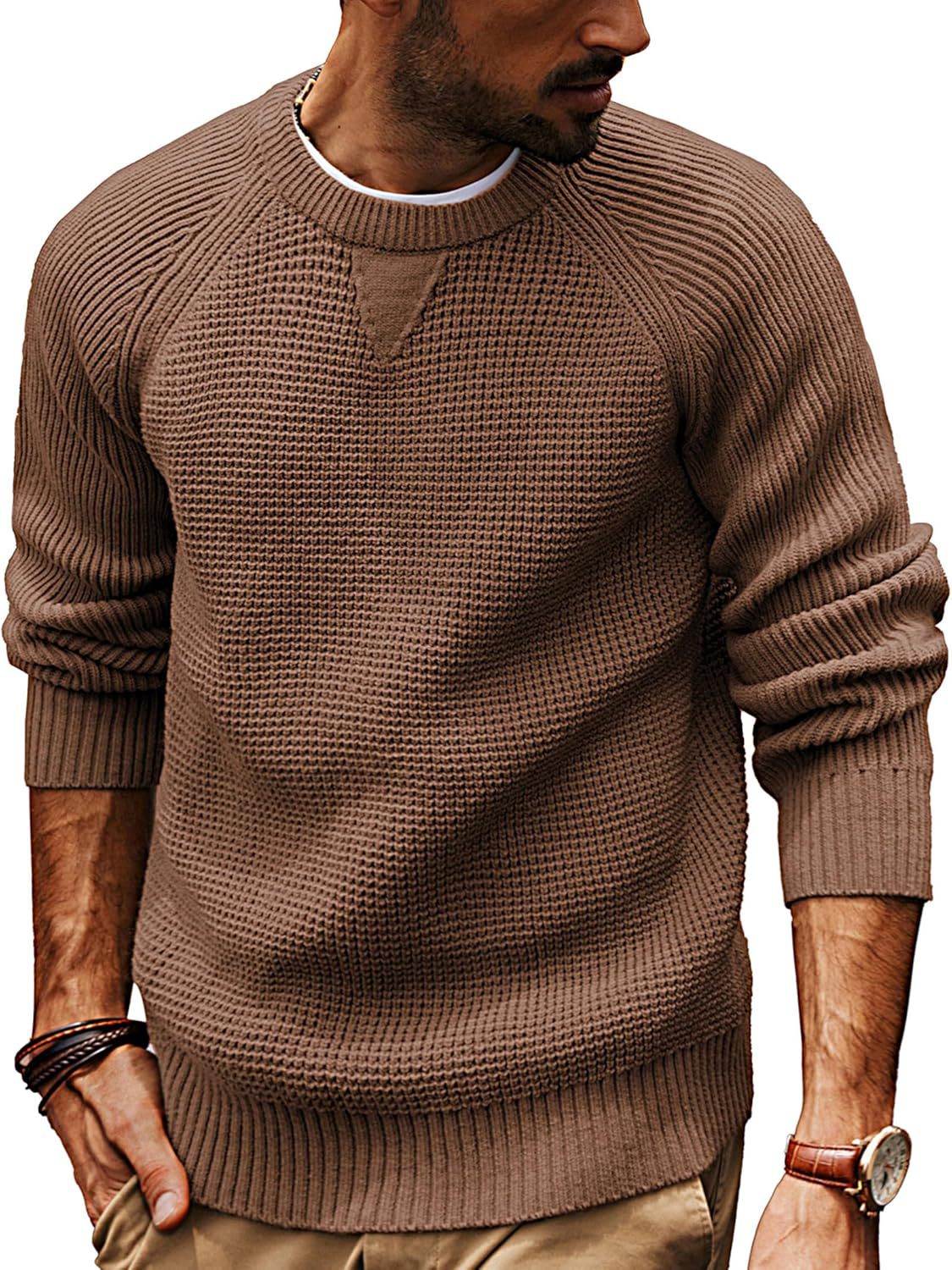 Pull en tricot décontracté pour hommes avec un motif de tissu structuré et un col rond Chic und Stil
