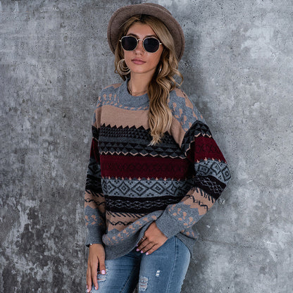 Pull en tricot pour femmes avec motif graphique et coupe décontractée Chic und Stil