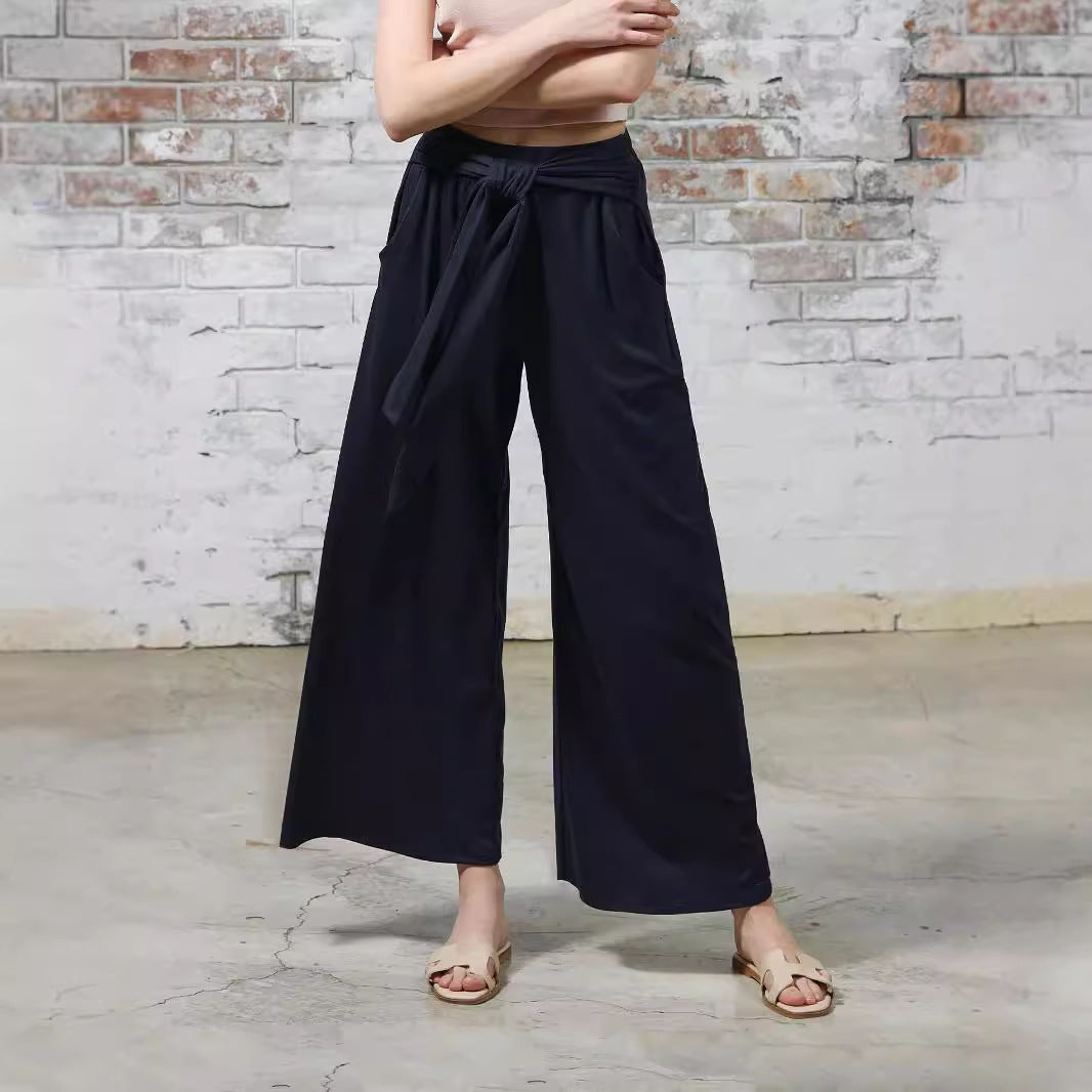 Loose jersey pants for women with a tie belt and high waist Chic and Style