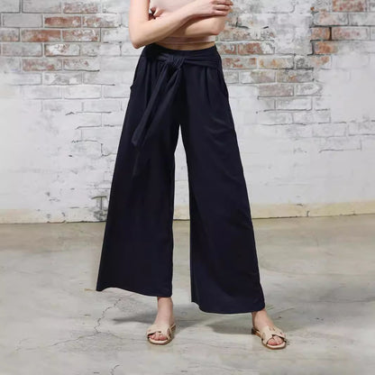 Loose jersey pants for women with a tie belt and high waist Chic and Style