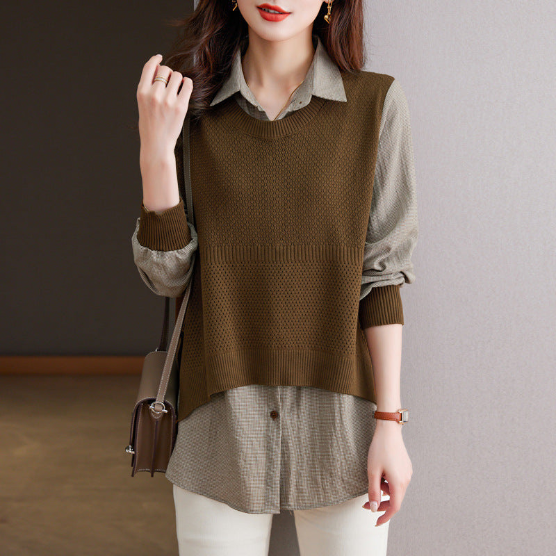 Pull en tricot pour femmes avec un look superposé unique et une texture fine Chic und Stil