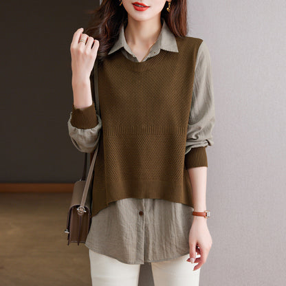 Pull en tricot pour femmes avec un look superposé unique et une texture fine Chic und Stil