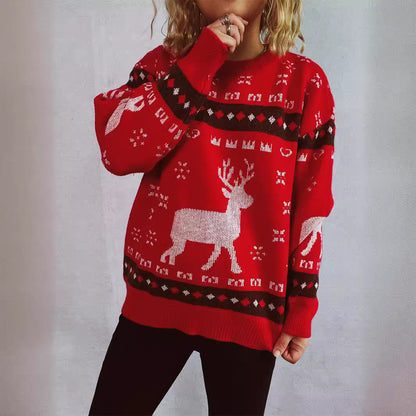 Pulls de Noël pour femmes avec un motif de renne festif et une coupe confortable Chic und Stil