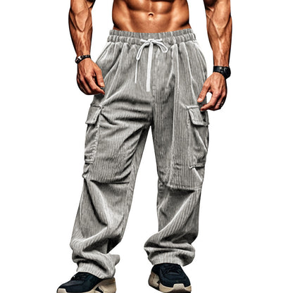 Men's casual cargo pants made of cord-like blended material Chic and style