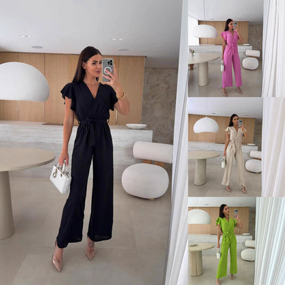 Dames Élégant Combinaison Enveloppante Chic und Stil