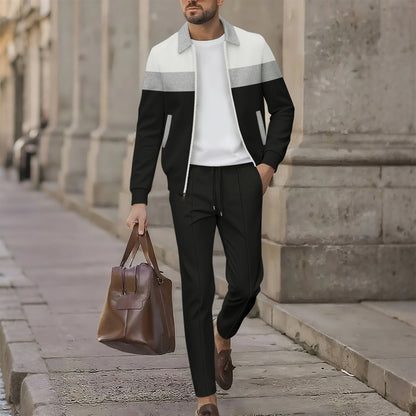 Trendy leisure jacket for men with textured design and comfortable jogger pants Chic and Style