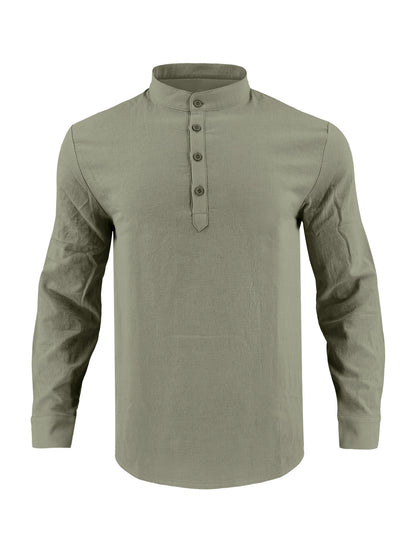 Chemise élégante pour hommes à manches longues avec col montant à la mode et surface texturée Chic und Stil