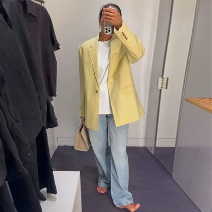 Blazer en lin décontracté pour femmes Chic und Stil