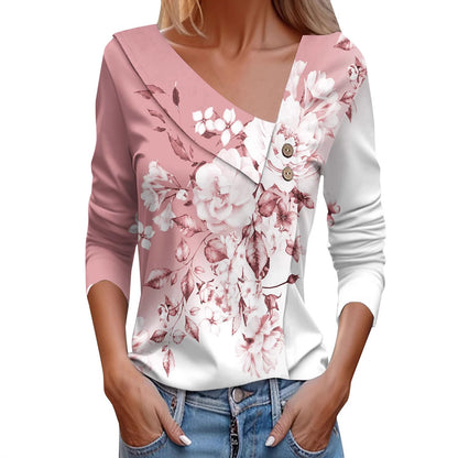 Chemisier dames avec application florale et détails de boutons modernes Chic und Stil