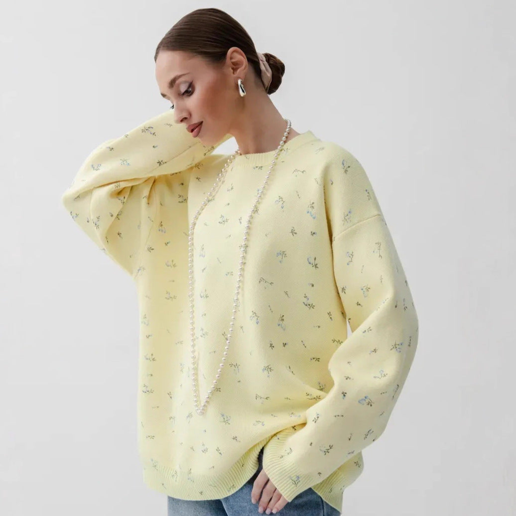 Pull en tricot surdimensionné pour femmes avec des accents floraux et une coupe ample Chic und Stil