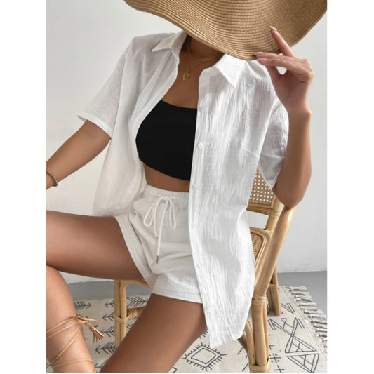 Dame Chique Loungewear-Combinaison composée d'une chemise légère et respirante et de shorts Chic und Stil