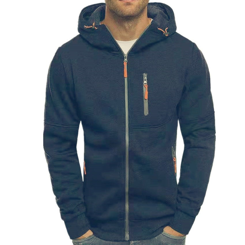 Functional jacket for men with practical zippered pockets and an adjustable hood edge Chic and Style