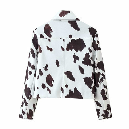 Dames chic veste courte à motif animal Chic und Stil