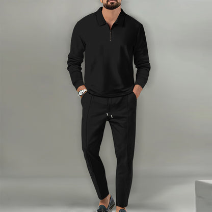 Men's Sports Zip-Up Sweater and Elegant Slim-Fit Pants Chic and Style