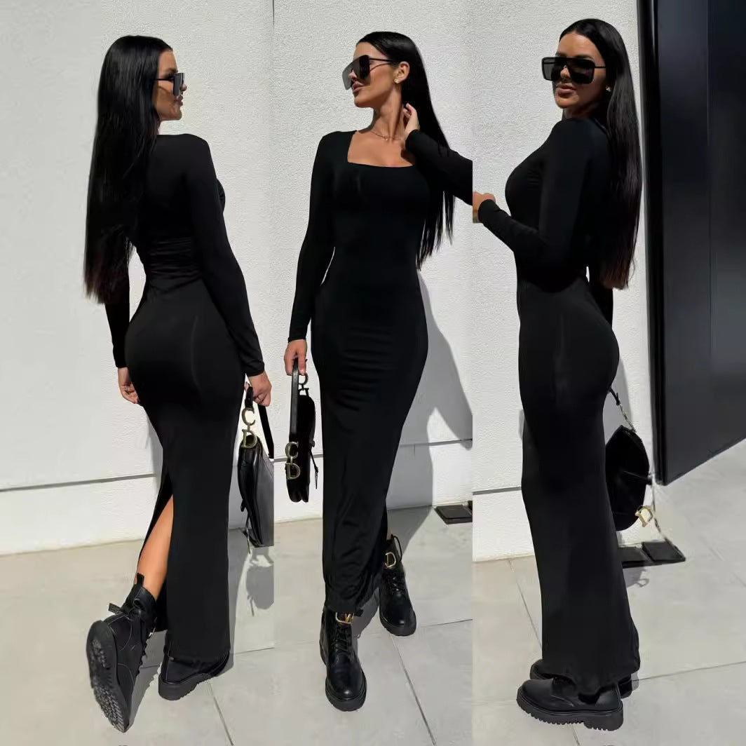 Robe Bodycon Chic und Stil à Imprimé Léopard à Manches Longues pour Femmes