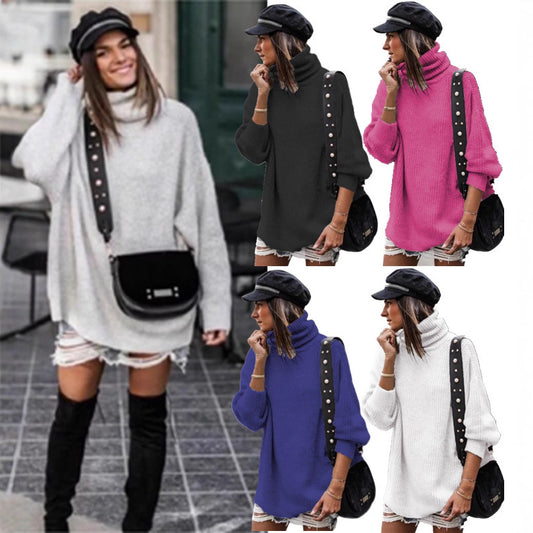 Pull femme avec col montant et gros motif en tricot Chic und Stil