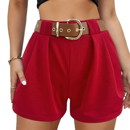 Shorts plissés taille haute pour femmes avec ceinture Chic und Stil