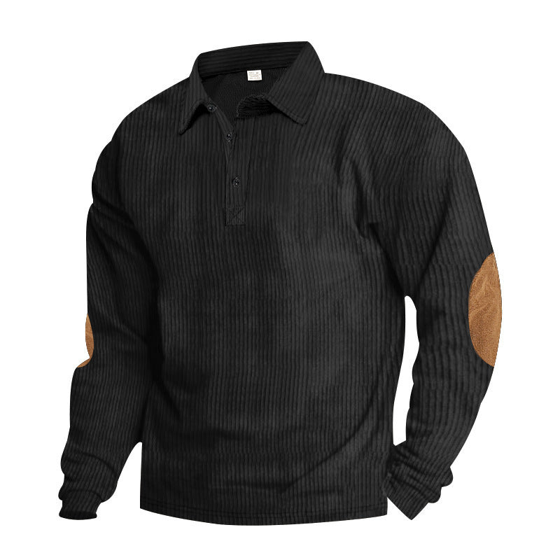 Chemise à manches longues pour hommes en matériau texturé avec des patchs pour coudes à la mode Chic und Stil