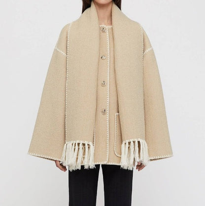 Fringed jacket for women with elegant trim at the hem Chic and Style