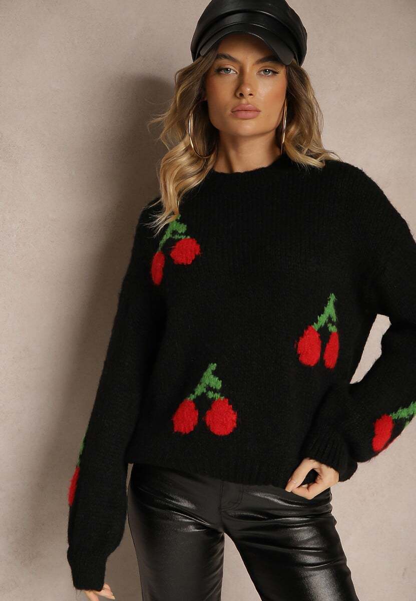Pull à tricoter pour femmes avec motif cerise fruité et coupe décontractée Chic und Stil