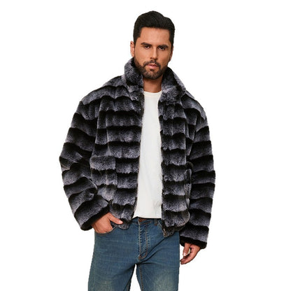 Veste en fausse fourrure élégante pour hommes avec design rayé Chic und Stil