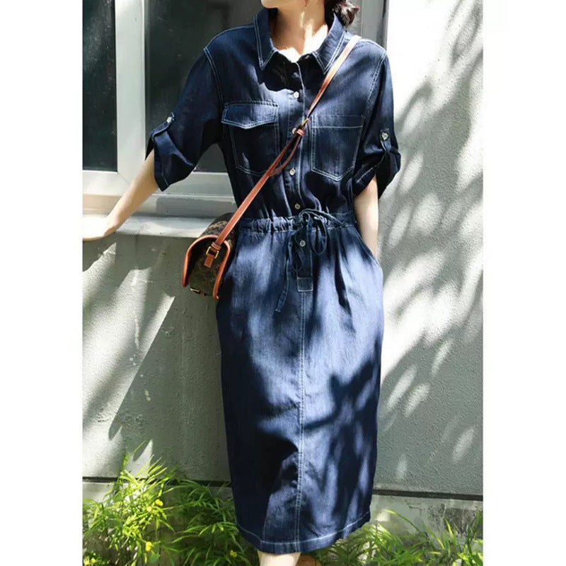 Robe Chemise en Jean Femme Chic und Stil