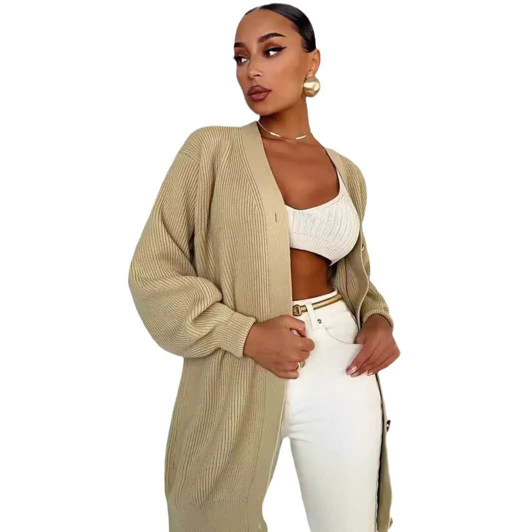 Cardigan en grosse maille pour femmes avec détails de boutons Chic und Stil