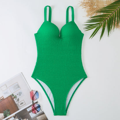 Maillot de bain taille haute pour femmes avec surface à textures côtelées et bretelles réglables Chic und Stil
