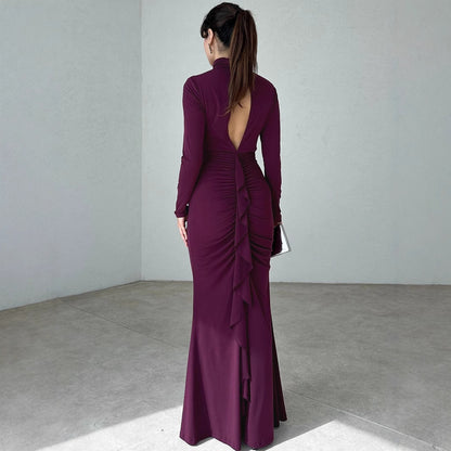 Robe maxi élégante pour dames avec un design haut et des éléments de fronces raffinés Chic und Stil