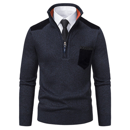 Elegant high collar pullover for men with zipper and structured design Chic and Style