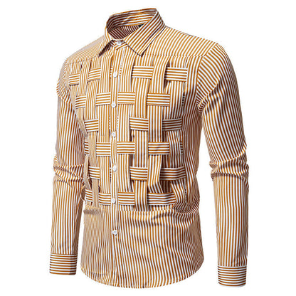 Chemise à manches longues pour hommes avec un motif rayé moderne et une structure innovante Chic und Stil