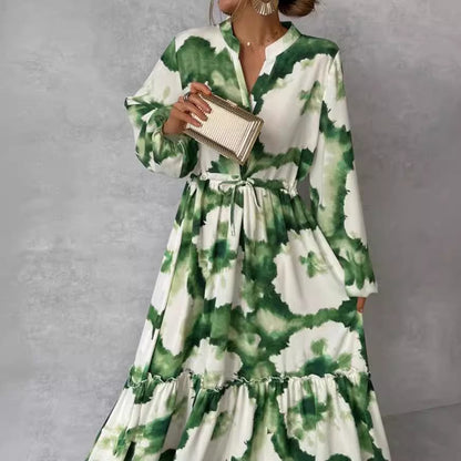 Robe maxi pour femmes avec un motif aquarelle moderne et une jupe volumineuse Chic und Stil
