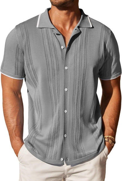 Chemise à manches courtes pour hommes avec motif texturé Chic und Stil