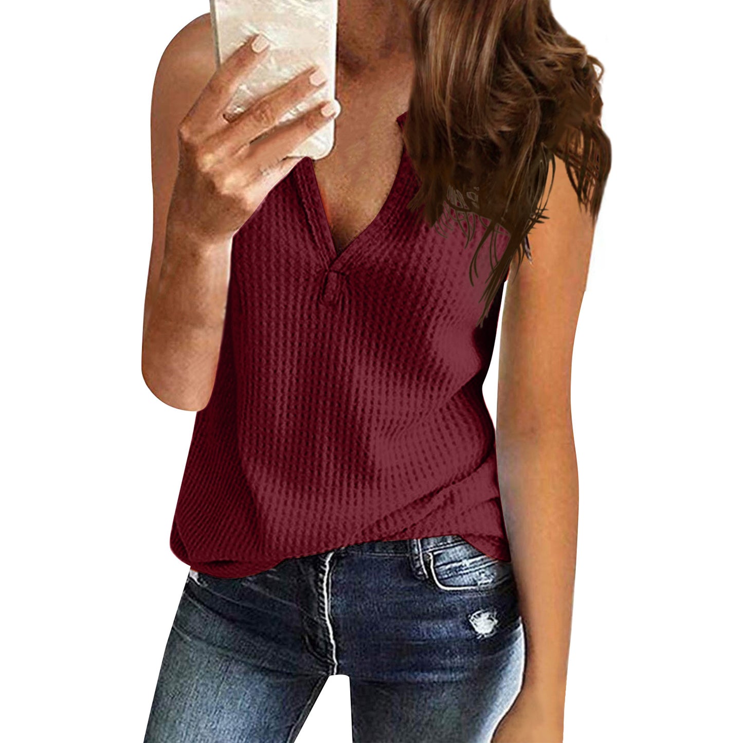 Dames Haut de sport avec surface texturée et décolleté en V Chic und Stil