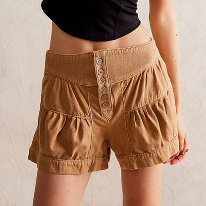 Shorts décontractées pour femmes avec détails de boutons et taille élastique Chic und Stil