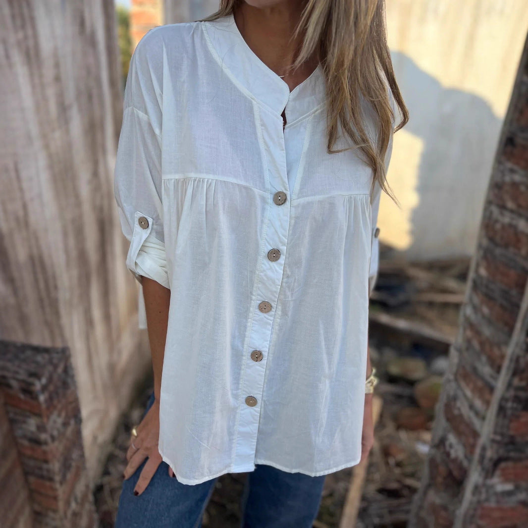 Blouse en coton pour femmes avec fermeture à boutons et coupe confortable Chic und Stil
