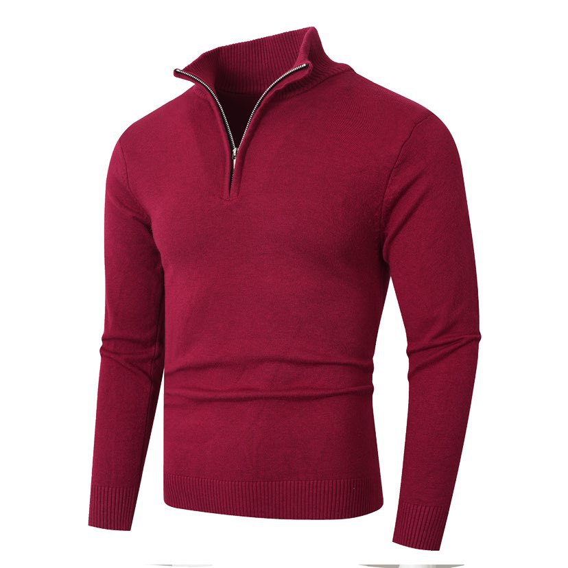 Knitted pullover for men with a modern high collar and a high-quality zipper Chic and Style