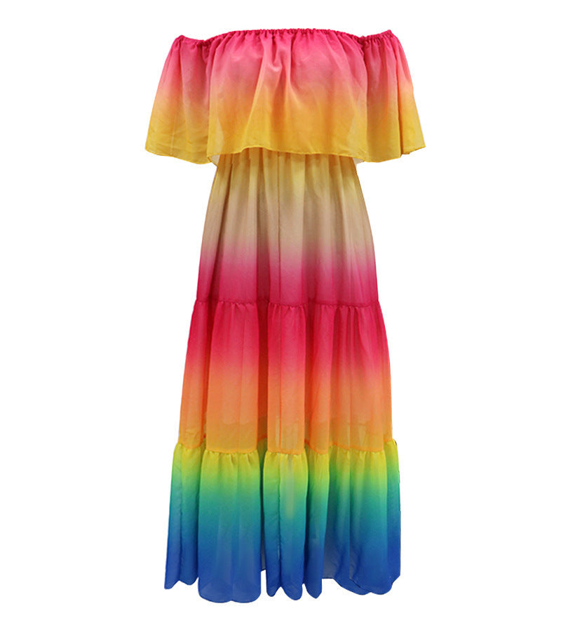 Robe maxi off-shoulder pour femmes avec ourlet en couches Chic und Stil