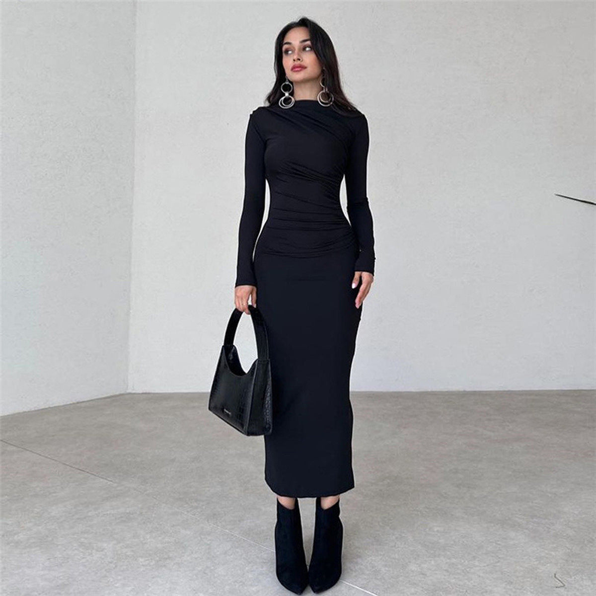 Dames Robe longue à manches raffinées avec coupe cintrée Chic und Stil