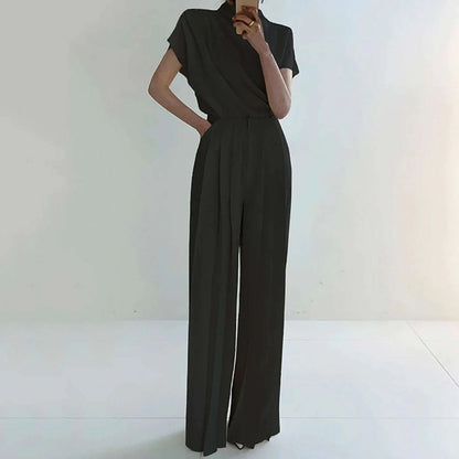 Dames Élégant Combinaison avec Jambe Large et Coupe Cintrée Chic und Stil