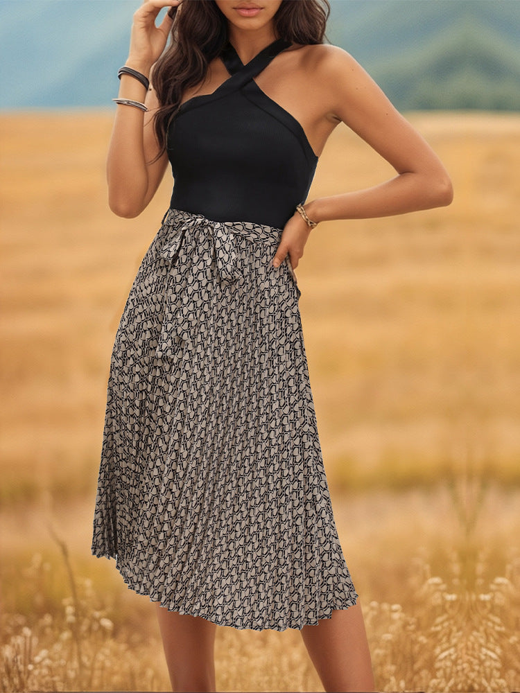 Robe dos nu femme avec jupe midi fluide Chic und Stil
