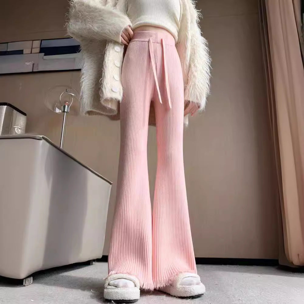 Comfortable ribbed knit pants for women with wide legs Chic and Style