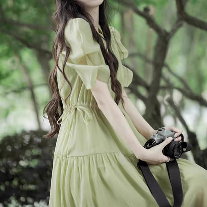 Robe maxi évasée à manches bouffantes pour femmes Chic und Stil