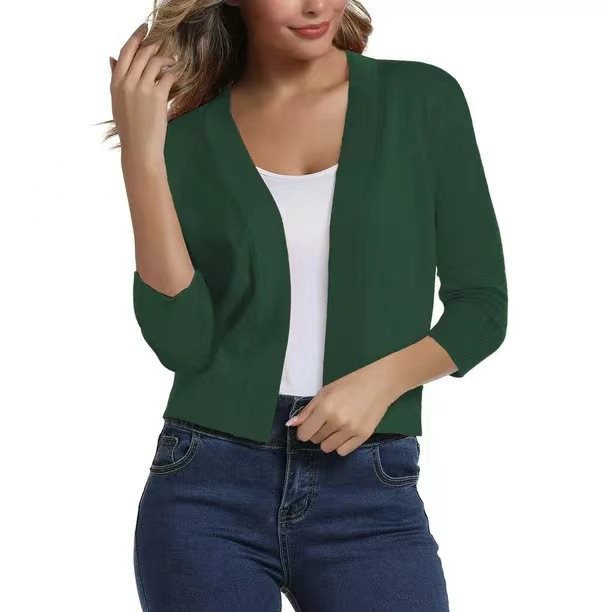 Dames cardigan décontracté avec devant ouvert et manches 3/4 Chic und Stil